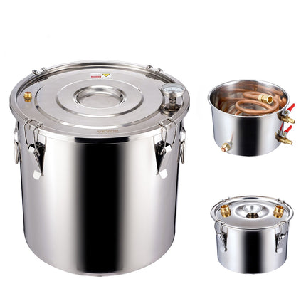 Alcohol Still Kit 3 Gal, Stainless Steel, Copper Coil, Dual Condenser