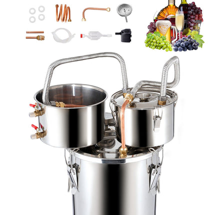 Alcohol Still Kit 3 Gal, Stainless Steel, Copper Coil, Dual Condenser