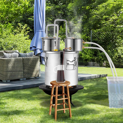 Alcohol Still Kit, 8 Gal, Stainless Steel, Dual Condenser, Copper Coil