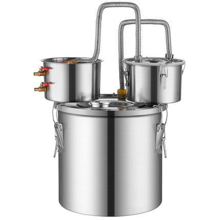Alcohol Still with Dual Condenser and Copper Coil, 3 Gal, Stainless Steel