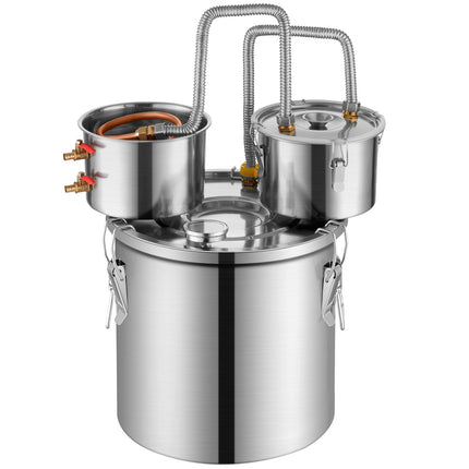 Alcohol Still with Dual Condenser and Copper Coil, 3 Gal, Stainless Steel