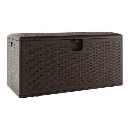 Allwetter-Aufbewahrungsbox, 276 l Fassungsvermögen, mit verschließbarem Deckel, wasserdichte Gartenbox, Braun