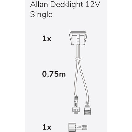 Allan zápustné svítidlo do terasy 1 ks 12V 3000K 10lm IP67