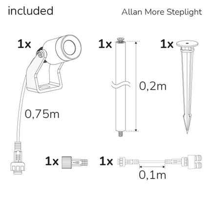 Allan More Strahler mit Metallspeer 1er-Pack 12V 3000K 100lm IP67