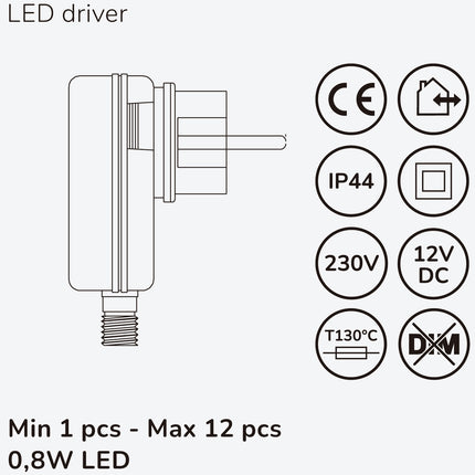 Kit de 4 lampes de marche Allan avec adaptateur secteur 12 V 3 000 K 5 lm IP67