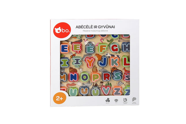 Lernpuzzle aus Holz mit Alphabet und Tieren auf Litauisch