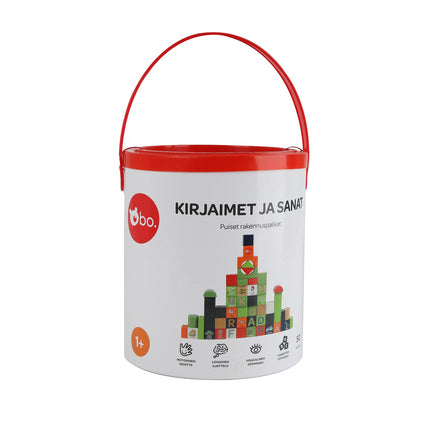 Alphabet and Words Wooden Blocks Set for Learning and Play