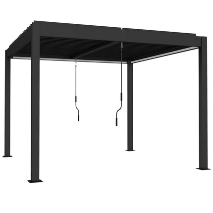 Aluminium Pergola 3x3m with LED Lights & Adjustable Roof