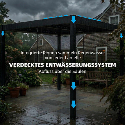 Aluminium Pergola 3x3m with LED Lights & Adjustable Roof