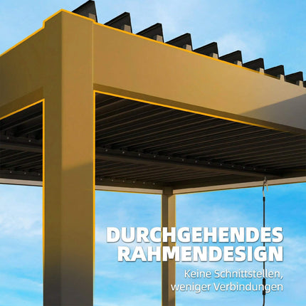 Aluminium Pergola 3x3m with LED Lights & Adjustable Roof