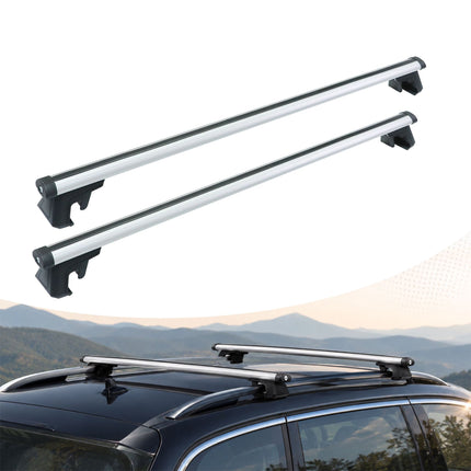 Aluminium Roof Bars, Silver, 124 cm, Universal Fit
