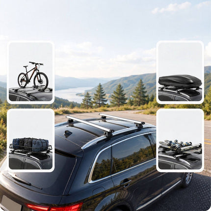 Aluminium Roof Bars, Silver, 124 cm, Universal Fit