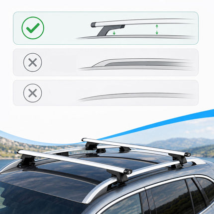 Aluminium Roof Bars, Silver, 135 cm – Universal Fit