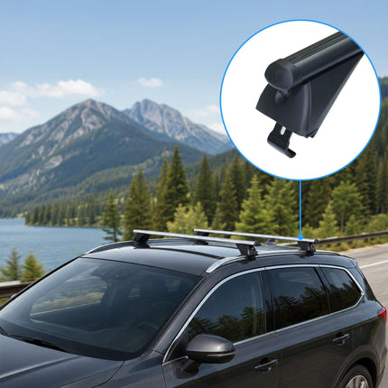 Aluminium Roof Bars for Closed Rails, Black, 124 cm