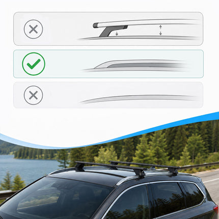 Aluminium Roof Bars for Closed Rails, Black, 124 cm