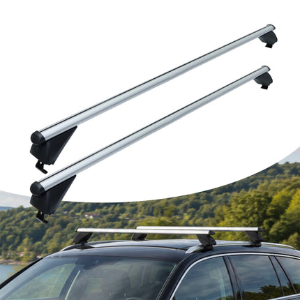 Aluminium Roof Bars for Closed Rails, Silver, 124 cm