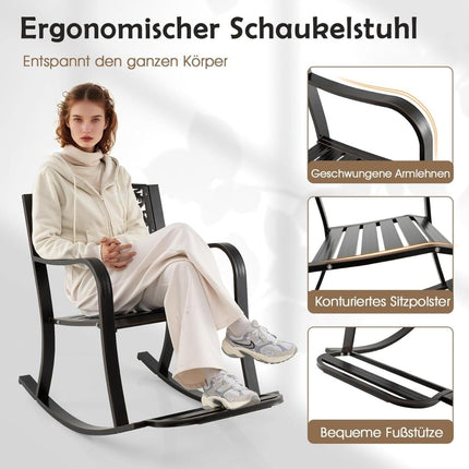 Schaukelstuhl aus Aluminiumguss mit Fußstütze, ergonomisches Design