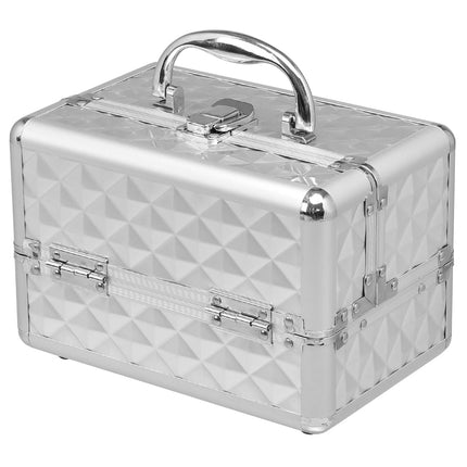 Aluminum Cosmetic Case with Mirror – Silver, 2 Trays