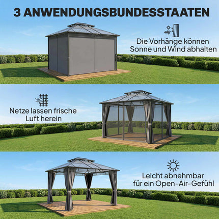 Aluminum Garden Pavilion 3.6x3m with Mosquito Netting