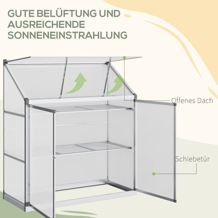 Aluminum greenhouse with foundation, 3-level cold frame