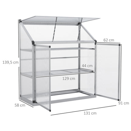 Aluminum greenhouse with foundation, 3-level cold frame