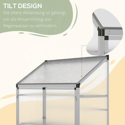Aluminum greenhouse with foundation, 3-level cold frame