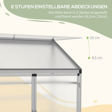 Aluminum greenhouse with foundation, 3-level cold frame