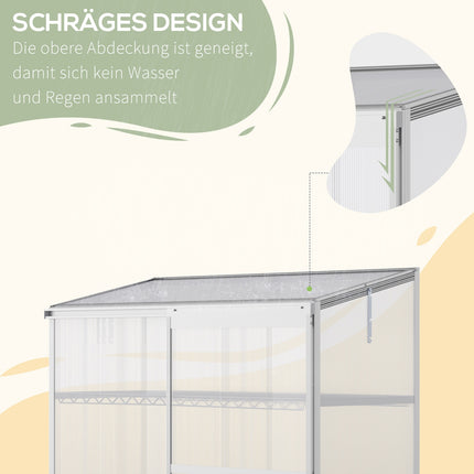 Aluminium-Gewächshaus mit Fundament, 3 Etagen, 131x58x139,5 cm