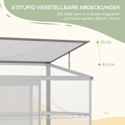 Aluminium-Gewächshaus mit Fundament, 3 Etagen, 131x58x139,5 cm