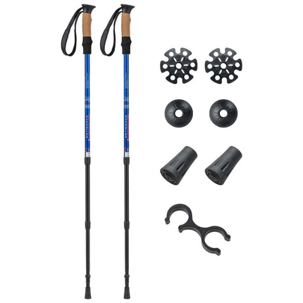 Nordic Walking Stöcke aus Aluminium, Teleskop-Wanderstöcke, Trekkingstöcke, 1 Paar, verstellbar, 65–135 cm, blau
