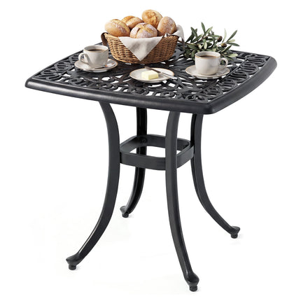 Aluminum Patio Table with Umbrella Hole & Adjustable Feet