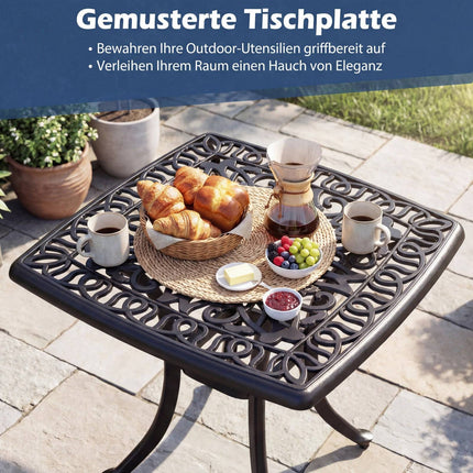 Aluminum Patio Table with Umbrella Hole & Adjustable Feet