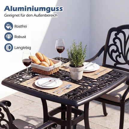 Aluminum Patio Table with Umbrella Hole & Adjustable Feet