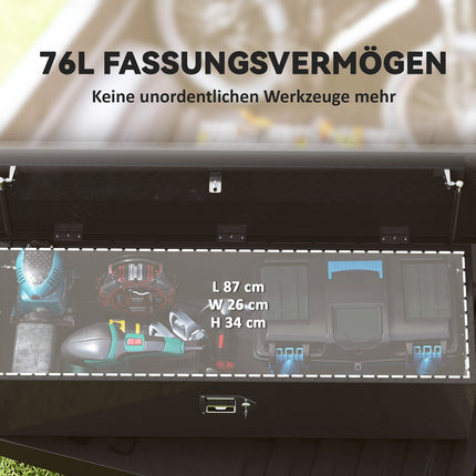 Schwarze Aluminium-Vorratsbox - Abschließbar, 99 x 33 x 25,5 cm