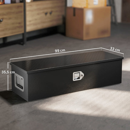 Schwarze Aluminium-Vorratsbox - Abschließbar, 99 x 33 x 25,5 cm