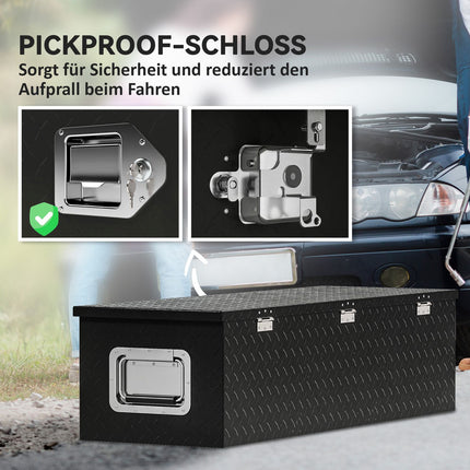 Schwarze Aluminium-Vorratsbox - Abschließbar, 99 x 33 x 25,5 cm