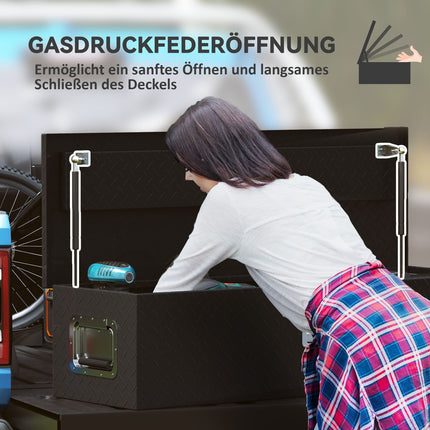 Schwarze Aluminium-Vorratsbox - Abschließbar, 99 x 33 x 25,5 cm