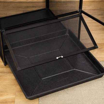 Terrarium en aluminium pour reptiles, amphibiens, arachnides, boîte d'élevage de reptiles, terrarium en maille noir 60 x 60 x 120 cm