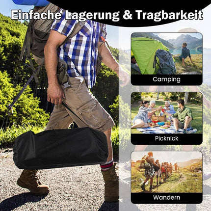 Aluminium Campingtisch für 4-6 Personen, faltbarer Picknicktisch mit Tragetasche, schwarz