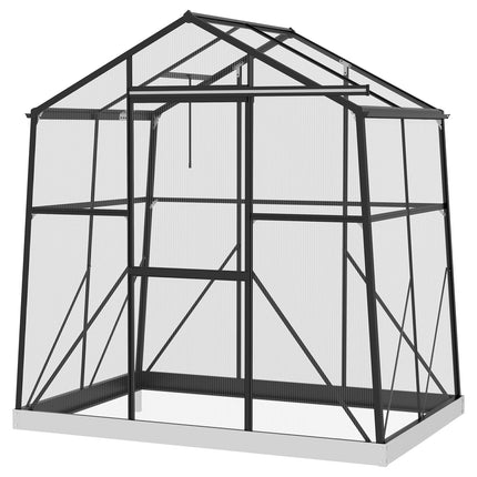 Aluminium-Gewächshaus mit Fenster und Schiebetür, 2,51 m²