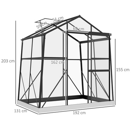 Aluminium-Gewächshaus mit Fenster und Schiebetür, 2,51 m²
