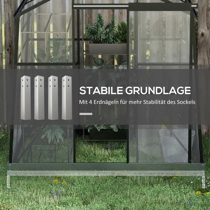 Aluminium-Gewächshaus mit Fenster und Schiebetür, 2,51 m²