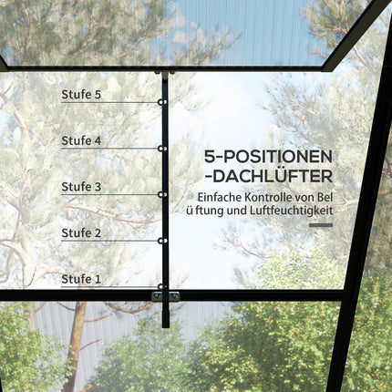 Aluminium-Gewächshaus mit Fenster und Schiebetür, 2,51 m²