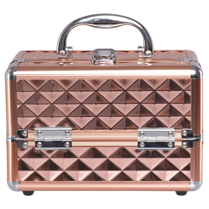 Aluminum jewelry case cosmetic case with mirror gold