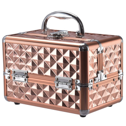 Aluminum jewelry case cosmetic case with mirror gold