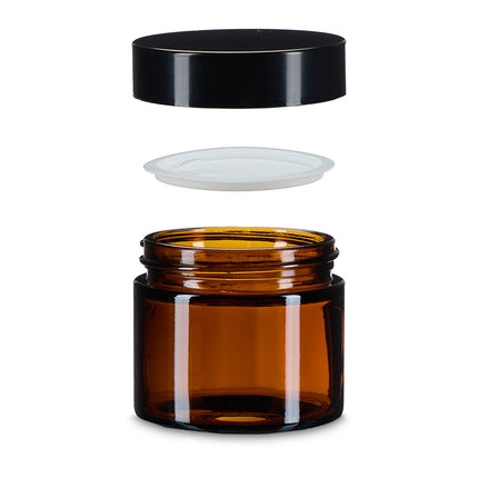 Braunglas Cremetiegel, 60 ml, UV-Schutz, auslaufsicher