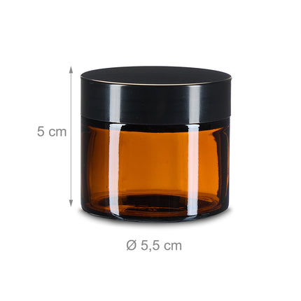Braunglas Cremetiegel, 60 ml, UV-Schutz, auslaufsicher