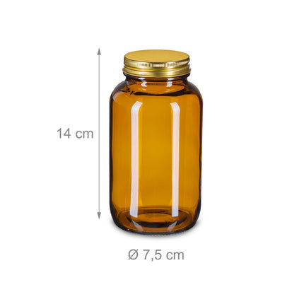 Braunglas-Gläser 400ml, Weithals, luftdichter Verschluss