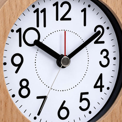 Analogue Beech Wood Alarm Clock with Snooze and Light, Natural