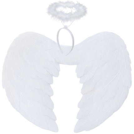 Angel Wings with Halo Set, 45x35 cm, White